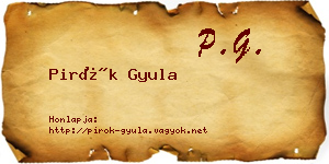 Pirók Gyula névjegykártya