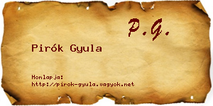 Pirók Gyula névjegykártya